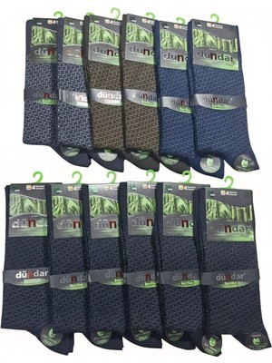 Dündar; Bambu Erkek Soket Çorap; Soft Yıkama/kokulu/dikişsiz; Mevsimlik; Asorti 12'li Kutu; 40-44