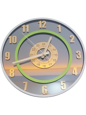 Formiqra Yeni Trend Gold Pleksi Gerçek Ayna Duvar Saati Çap 40CM Gri-Yeşil