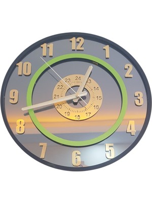 Formiqra Yeni Trend Gold Pleksi Gerçek Ayna Duvar Saati Çap 40CM Siyah-Yeşil