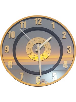 Formiqra Yeni Trend Gold Pleksi Gerçek Ayna Duvar Saati Çap 35CM Turuncu-Siyah