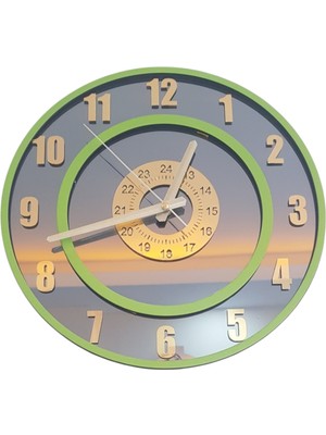 Formiqra Yeni Trend Gold Pleksi Gerçek Ayna Duvar Saati Çap 40CM Yeşil-Yeşil