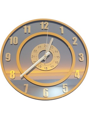 Formiqra Yeni Trend Gold Pleksi Gerçek Ayna Duvar Saati Çap 30CM Turuncu-Turuncu