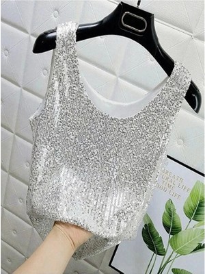 Lady Majestic Parlak Payetli Bluz