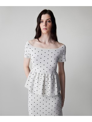 İpekyol Puantiye desen peplum triko IS1260050031018