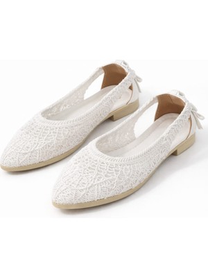 Slipcat Kadın Hasırlı Yanı Açık Arkası Fiyonk Babet Ev ve Dış Mekan Ayakkabısı