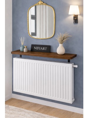 Oval Kesim Petek Üstü Uçan Raf Dresuar Kalorifer Peteği Rafı Kitaplık 60 x 18 cm Atlantik Çam