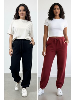 Softandbasic Kadın Mevsimlik Geniş Kalıp Paça Lastikli Salaş Yüksek Bel Eşofman Altı