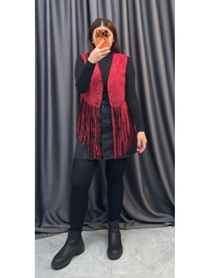 Nisum Moda Püsküllü Süet Yelek