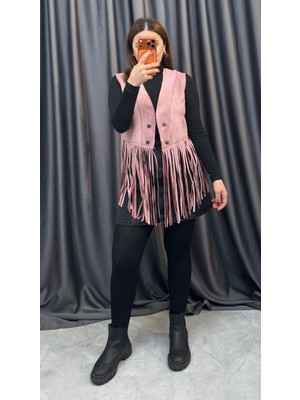 Nisum Moda Püsküllü Süet Yelek