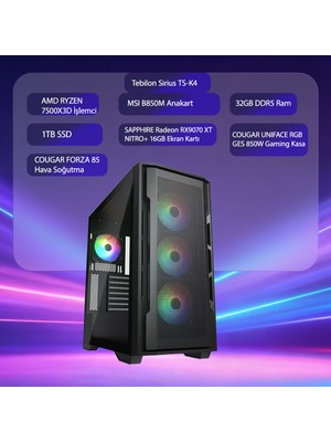 Tebilon UNLOST X-Amd 7500X3D-SAPPHIRE Radeon RX9070 Xt NITRO+B850M DDR5-1TB-32GB