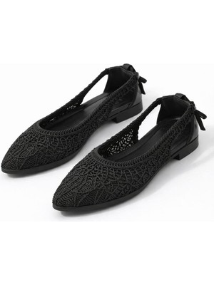 Slipcat Kadın Hasırlı Yanı Açık Arkası Fiyonk Babet Ev ve Dış Mekan Ayakkabısı