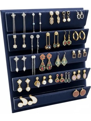 Megass Dekor Süet Kumaş 20/16 cm Lacivert Renk Ayaklı Küpe Standı