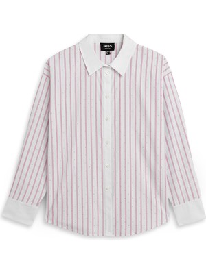 Miss İpekyol Hotfix baskılı çizgili gömlek IS1260025102049