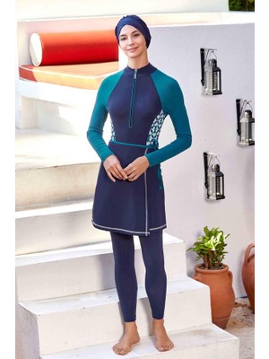 Remsa Mayo 3 Farklı Şekilde Giyilebilir Likralı Tam Kapalı Tesettür Mayo Karmen 4534 Koyu Lacivert