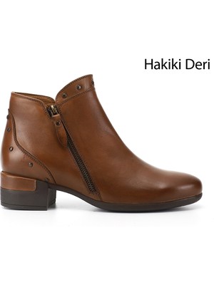Gönderi(r) Kadın  GKZB134M1695 Çift Fermuarlı Kalın Topuklu Hakiki Deri Bot