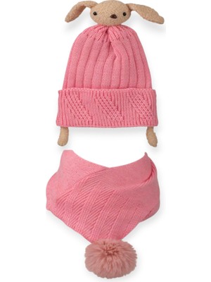 Mustran 4–8 Yaş Çocuk Bere Çapraz Boyunluk 2’li Kışlık Set | Polar İçli Triko Örgü | Yeni Sezon 2026