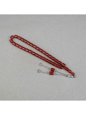 Lapisdo Sıkma Kehribar Alpaka Püsküllü Kapsül Kesim 9X11MM Tesbih - Karamel