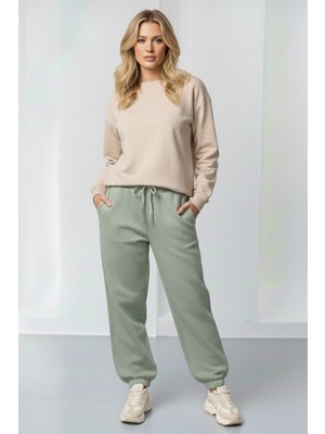 Softandbasic Kadın Mevsimlik Geniş Kalıp Paça Lastikli Salaş Yüksek Bel Eşofman Altı