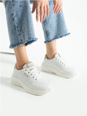 Zerenyus Yexo Premium Süper Ortopedik Bağcıklı Beyaz Kadın Sneaker