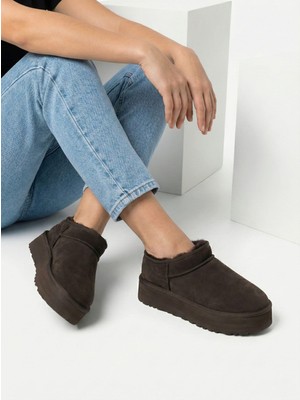 Alance Mi Süet Içi Kürklü Kalın Taban Kadın Bot