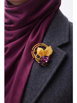 New Obsessions Granatist Gold Yaprak Kadın Broş Yaka Iğnesi