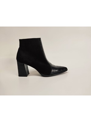 Lucciola Kadın Hakiki Deri Siyah Süet Topuklu Bot