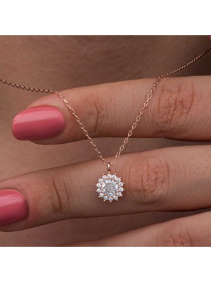 Noip 925 Ayar Gümüş Rose Minimal Yuvarlak Anturaj Kadın Kolye T8571 (944)