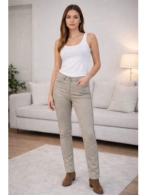 Bonıtalız 583 Yanları Zıncırlı Yuksek Bel 5 Cep Lıkralı  Dar Paca Pantolon