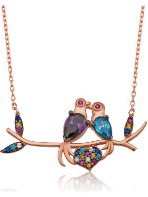 Noip 925 Ayar Gümüş Aşık Kumru Kuşlar Kadın Gümüş Kolye PT2610862 (944)