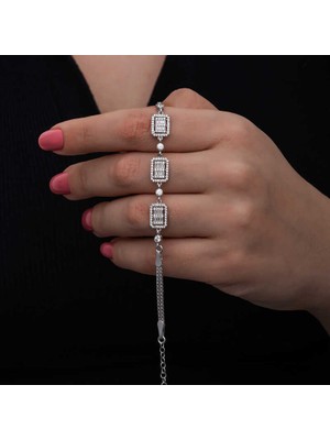 Noip 925 Ayar  Gümüş Baget Taşlı Kadın Bileklik T8569 (944)