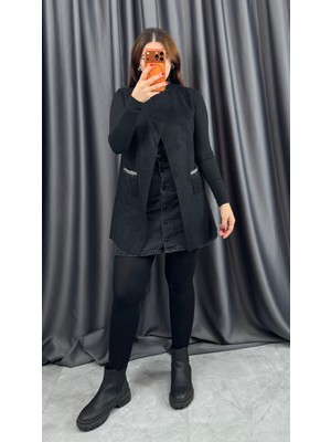 Nisum Moda Süet Uzun Yelek