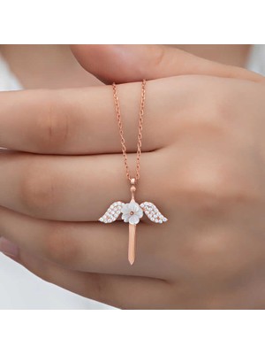 Noip 925 Ayar Gümüş Manolya Çiçeği Melek Kadın Kolye T8289 (944)