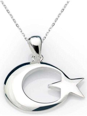 Noip 925 Ayar Gümüş Ay Yıldız Bayrak Gümüş Kolye PND99040014 (944)