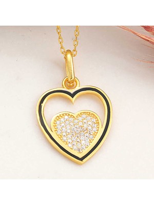 Noip 925 Ayar Gümüş Gold Kalp Kadın Kolye T8183 (944)