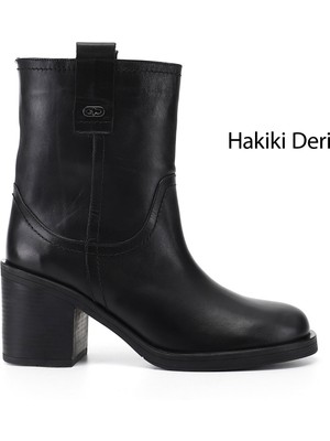 Gönderi(r) Kadın Siyah  Kalın Topuklu Hakiki Deri Bot