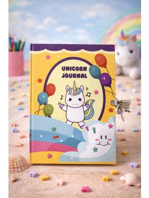Angelphoto Unicorn 80 Yaprak Kilitli Defter Hatıra Defteri Günlük Çizgili Konsept Defterler