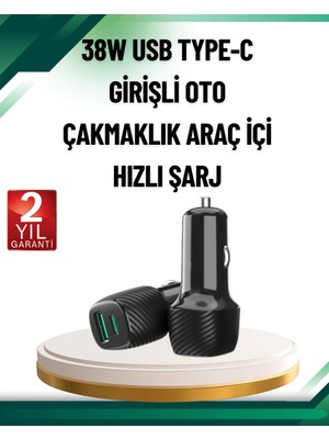 Shopwave 3A Güç Kapasiteli USB & Type-C Çakmaklık Şarj Adaptörü