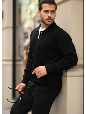 Marco Selanik Örgü Siyah Erkek Hırka