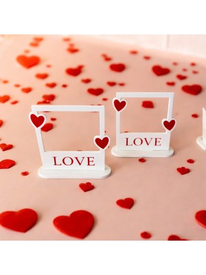 Yapı3D Kalpli Mini Fotoğraf Çerçevesi | 3D Baskı Masaüstü Dekor | Hediyelik Love Frame | Romantik Masa Süsü