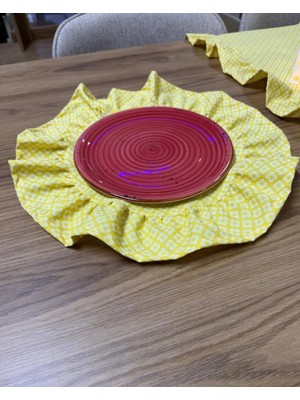 Nurgita Home Fırfırlı Duck Keten Vintage Amerikan Servis &supla 2’li Yuvarlak