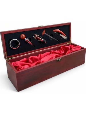 Livenda Ahşap Kutulu Şaraplık ve Tirbuşon Seti ALK2624