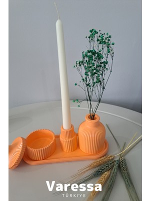 Varessa #dekoratif Set Şık Masa Üstü El Yapımı Dekor Seti (Mumluk & Vazo)