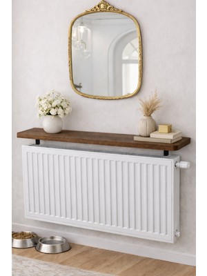 Regisan Oval Kesim Petek Üstü Uçan Raf Dresuar Kalorifer Peteği Rafı Kitaplık 60 x 18 cm Atlantik Çam