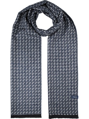 Hatemoğlu Lacivert-Bej Desenli Atkı