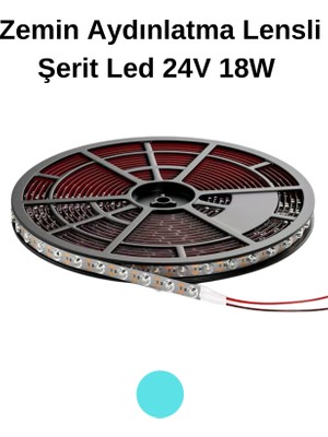 Lekoled Buz Mavisi Zemin  Aydınlatma Lensli Şerit LED 24V 18W