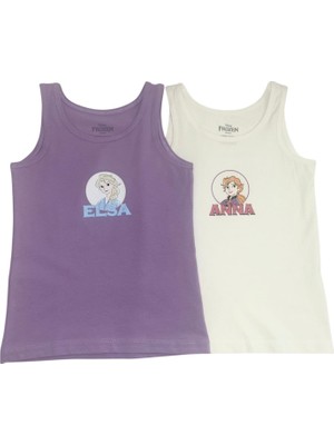 Ugly Duck Frozen Lisanslı Kız Çocuk Ikili Atlet %100 Pamuk Beyaz-Lila (3–10 Yaş)