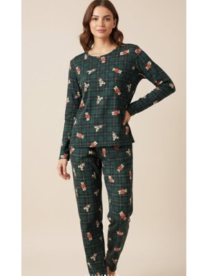 Karsel Premium Süet Dokulu Ayıcık Desenli Pijama Takımı