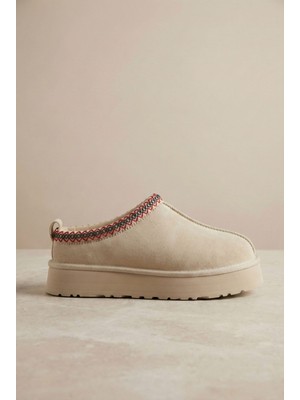 Alance Sabo Sweet Süet Içi Kürklü Düz Taban Ev Terliği