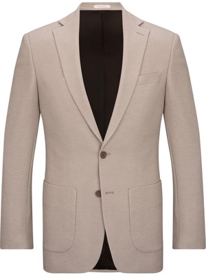 Hatemoğlu Bej Slim Fit Mono Yaka Klasik Ceket