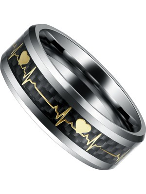 Vipfoni 8 mm Kalp Atışı Ekg Aşk Paslanmaz Çelik Unisex Yüzük